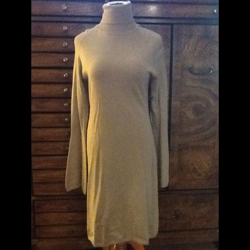 Women's NWT BCBG Elegant Beige Sweater Turtleneck Dress
